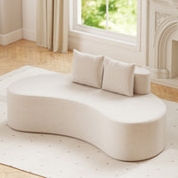 Divano curva divano imbottito curvo con 2 cuscini accoglienti schienale basso,Divano a pavimento moderno per soggiorno Beige-Divani da terra