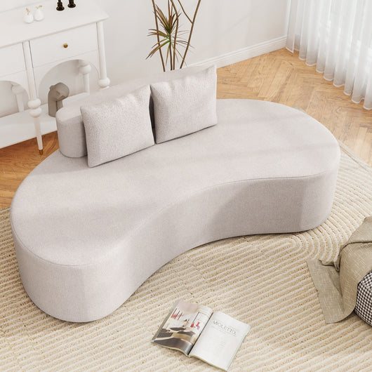 Divano curva divano imbottito curvo con 2 cuscini accoglienti schienale basso,Divano a pavimento moderno per soggiorno Grigio-Divani da terra