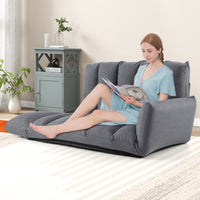 Divano da terra pieghevole con schienale e braccioli regolabili in 5 posizioni, Poltrona convertibile Grigio scuro-Divani da terra