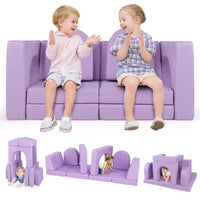 Divano giocattolo per bambini a 8 pezzi con coperture lavabili, Set di gioco modulare convertibile in schiuma Viola-Divani per bimbi