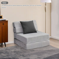 Divano letto convertibile in schiuma ad alta densit¨¤ copertura rimovibile lavabile, Materasso da pavimento Grigio-Divani letto