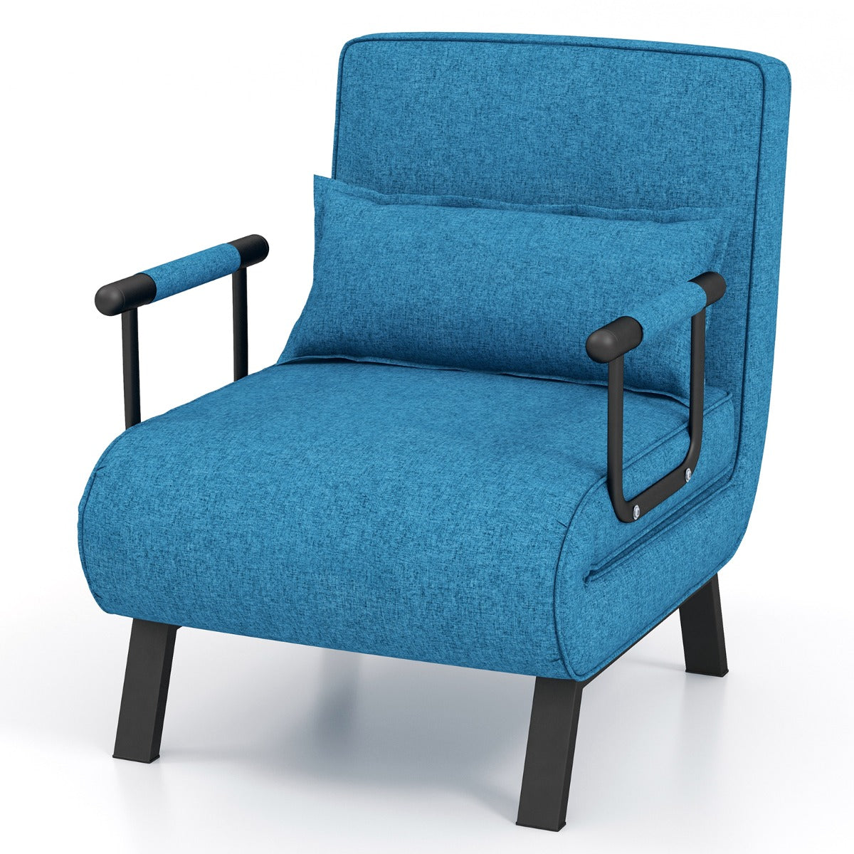Divano letto trasformabile con schienale regolabile in 6 posizioni cuscino rimovibile, Divano chaise lounge Blu-Divani letto