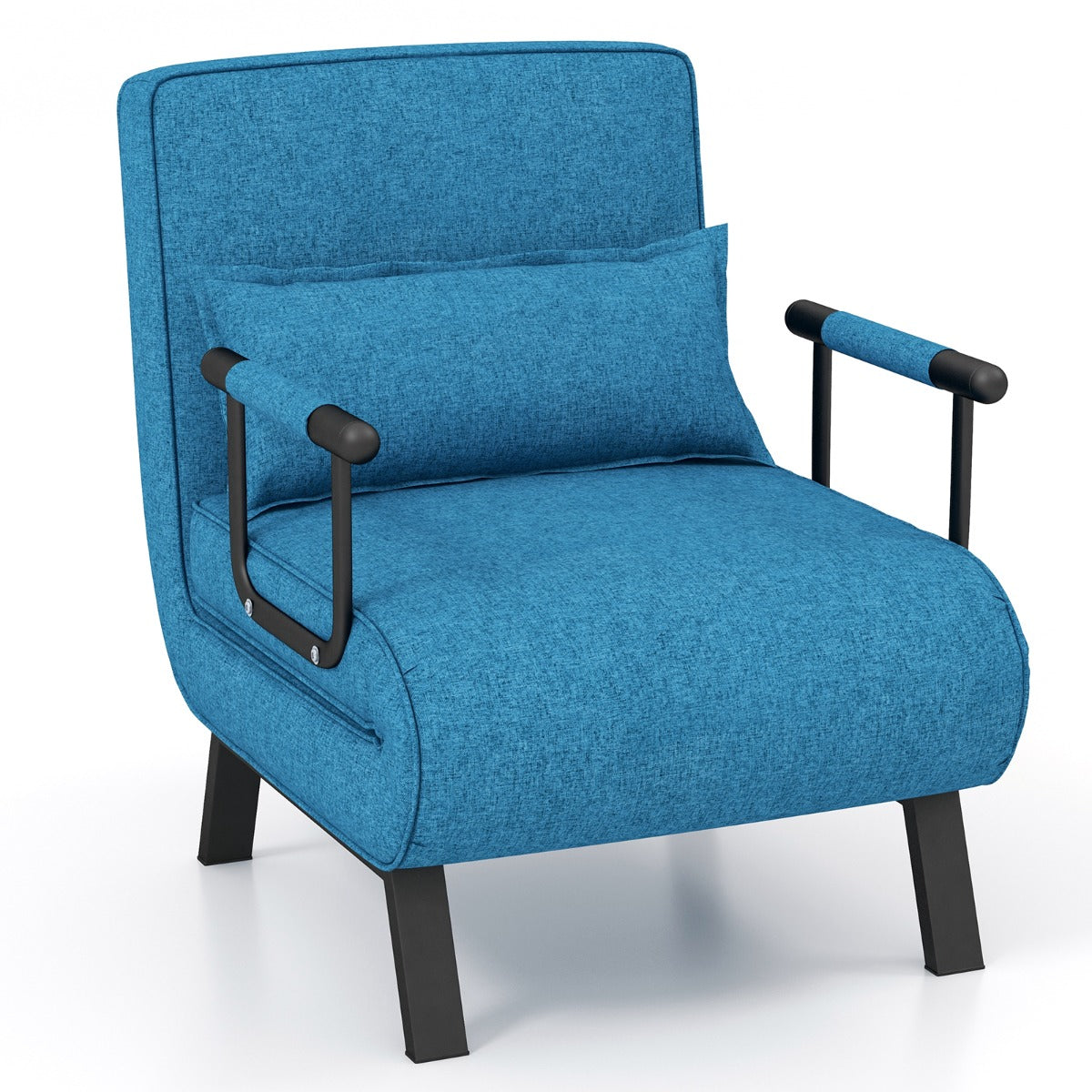 Divano letto trasformabile con schienale regolabile in 6 posizioni cuscino rimovibile, Divano chaise lounge Blu-Divani letto