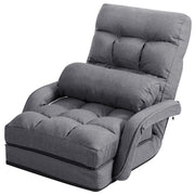 Divano letto-Dormeuse in tessuto regolabile in 5 livelli con braccioli e cuscino pieghevole da terra 173x67x12cm Grigio scuro