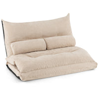 Divano letto 2 posti regolabile con 2 cuscini-Sofa pieghevole con schienale regolabile Beige