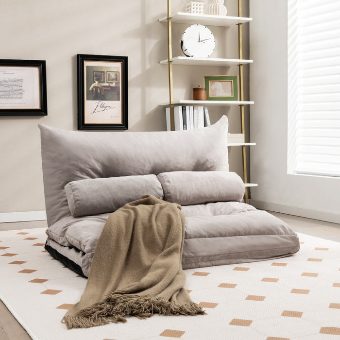 Divano letto 2 posti regolabile con 2 cuscini-Sofa pieghevole con schienale regolabile Grigio