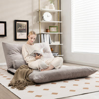 Divano letto 2 posti regolabile con 2 cuscini-Sofa pieghevole con schienale regolabile Grigio