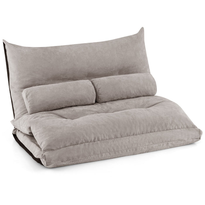 Divano letto 2 posti regolabile con 2 cuscini-Sofa pieghevole con schienale regolabile Grigio
