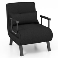 Divano letto trasformabile con schienale regolabile in 6 posizioni cuscino rimovibile, Divano chaise lounge Nero-Divani letto