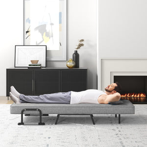 Divano letto trasformabile con schienale regolabile in 6 posizioni cuscino rimovibile, Divano chaise lounge Grigio-Divani letto