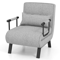 Divano letto trasformabile con schienale regolabile in 6 posizioni cuscino rimovibile, Divano chaise lounge Grigio-Divani letto