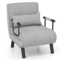 Divano letto trasformabile con schienale regolabile in 6 posizioni cuscino rimovibile, Divano chaise lounge Grigio-Divani letto