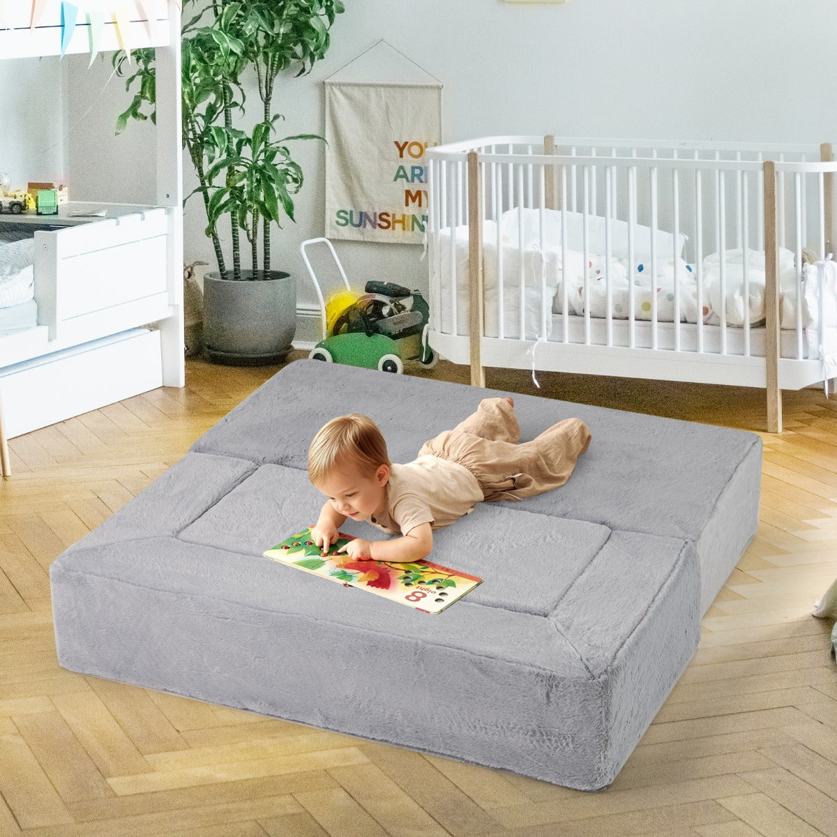 Divano modulare in schiuma convertibile per bambini, Set di divano morbido per bambini per piccole stanze da gioco Grigio-Divani per bimbi