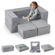 Divano modulare in schiuma convertibile per bambini, Set di divano morbido per bambini per piccole stanze da gioco Grigio-Divani per bimbi