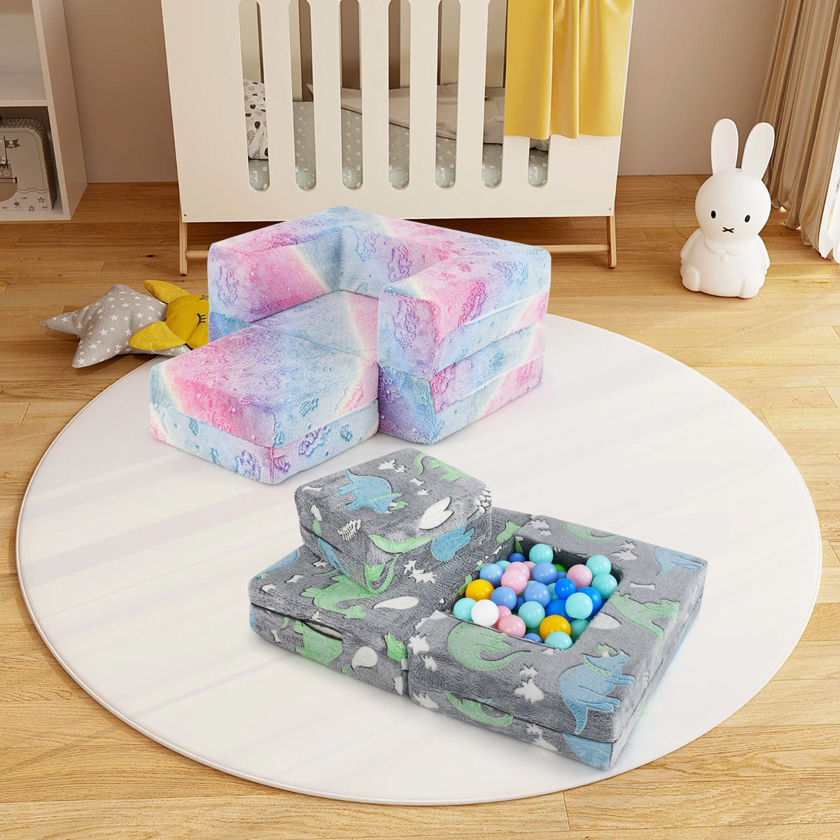 Divano per bambini piccoli con cuscino, Poltrona per bambini che brilla al buio con fodera lavabile Unicorno Arcobaleno-Divani per bimbi