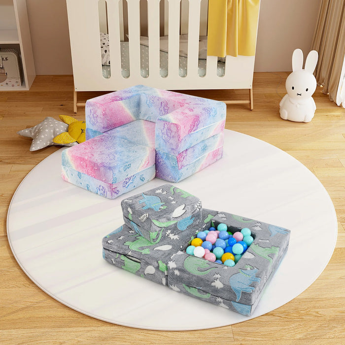 Divano per bambini piccoli con cuscino, Poltrona per bambini che brilla al buio con fodera lavabile Unicorno Arcobaleno-Divani per bimbi