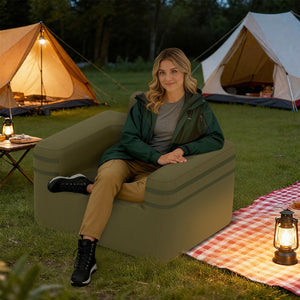 Poltrona da campeggio gonfiabile con pompa ad aria, Divano portatile per interno ed esterno per soggiorno Verde-Divani da terra