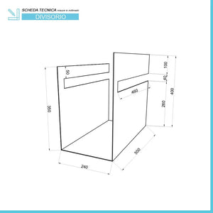 Divisorio portaoggetti 24 cm in metallo antracite per mensola serie Linea