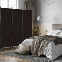 Divisorio pieghevole a 6 pannelli con ruote bloccabili-Separ¨¨ per interni 172cm da soggiorno ufficio Marrone