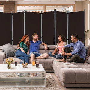 Divisorio pieghevole a 6 pannelli con ruote bloccabili-Separ¨¨ per interni 172cm da soggiorno ufficio Marrone