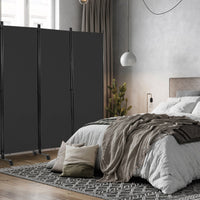 Divisorio pieghevole a 6 pannelli con ruote bloccabili-Separ¨¨ per interni 172cm da soggiorno ufficio Grigio