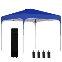 Gazebo Pieghevole 2.5x2.5 m con Altezza Regolabile, Sacchetti di Sabbia e Borsa con Ruote, Blu