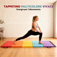 Tappetino Fitness per Palestra e Casa, 5 Pannelli Pieghevoli, 195x76x3cm