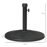 Base per Ombrellone di 14kg per Pali da Ø32-38 mm, Metallo e Cemento, Ø46 cm, Nero