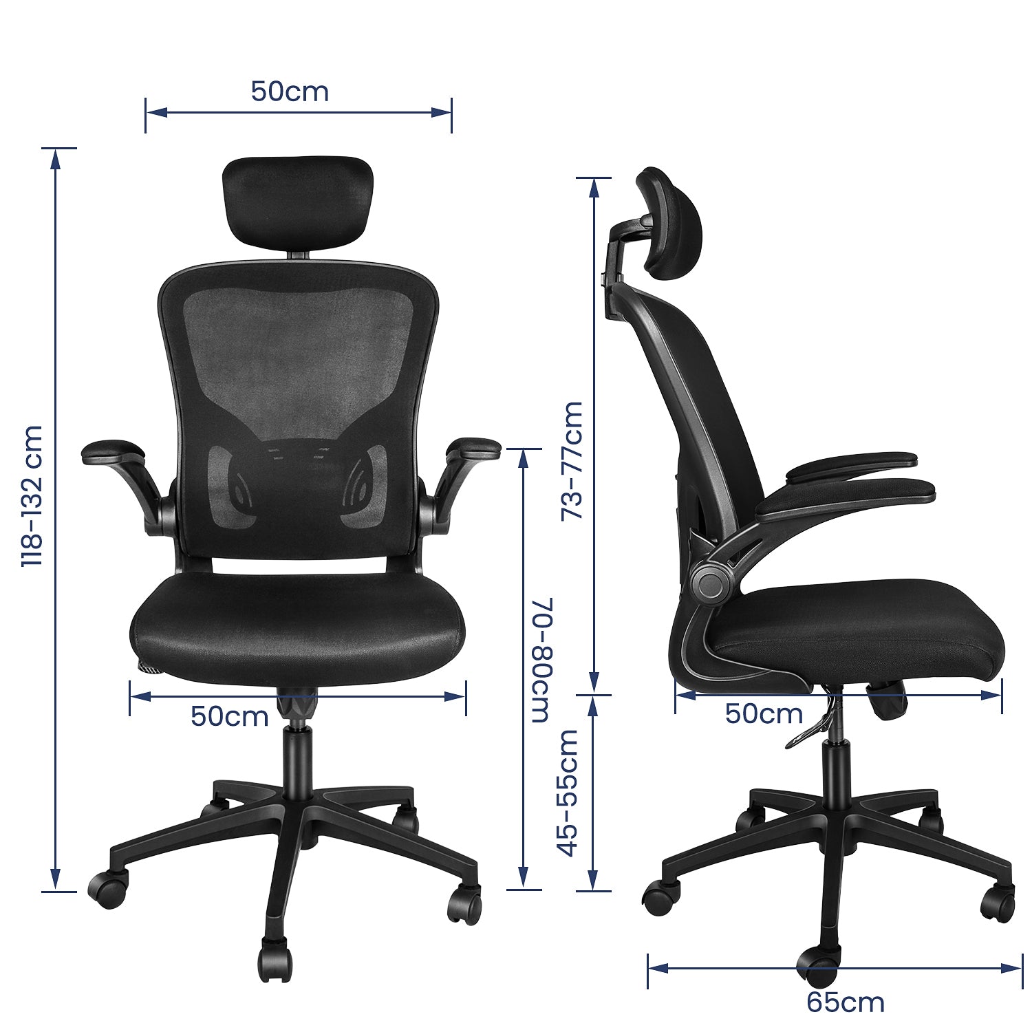 Sedia ufficio ergonomica - RATTANTREE  - Sedie da scrivania con Supporto Lombare e Poggiatesta Regolabile - Nero