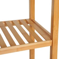 Mobile Alto Bagno/Terrazzo, Scaffale a Torre in Bambù 4 Ripiani + Armadietto con Anta, 36x33x140cm, Color Legno