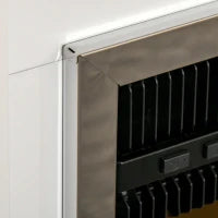 Camino Elettrico da Terra con Effetto Fiamma Realistico, Timer e Telecomando, 1000W e 2000W, 79x26x77.5cm, Bianco e Nero