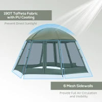 Tenda da Campeggio a 2 Ingressi per 6-8 Persone con Borsa, Funi e Picchetti, 493x493x240 cm, Verde