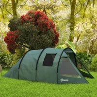 Tenda da Campeggio per 3-4 Persone, Due Stanze Interne, Finestre a Rete, 4,75 x 2,64 x 1,72 m, Verde