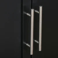 Carrello da Cucina Multiuso con Cassetto, Ruote, Portaspezie e Armadietto, Mobiletto Cucina con Ripiano Regolabile, Portasciugamani e Piano in Legno di Caucciù, 109x40x89 cm, Nero