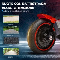 Moto Elettrica per Bambini 18-36 Mesi con Rotelle e Fanale, 76x42x57 cm, Rosso e Nero