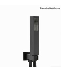 Doccetta Doccino Quadrato Slim Ultra Moderno Nero Soffione Doccia Bagno Vasca 87478         