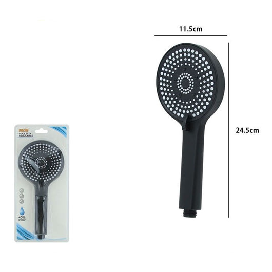 Trade Shop - Doccetta Doccino Soffione Multigetto Doccia Bagno Moderno Nero 11.5x24.5 Cm 87543         