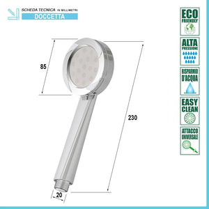 Doccetta monofunzione cromata ad alta pressione e risparmio dacqua