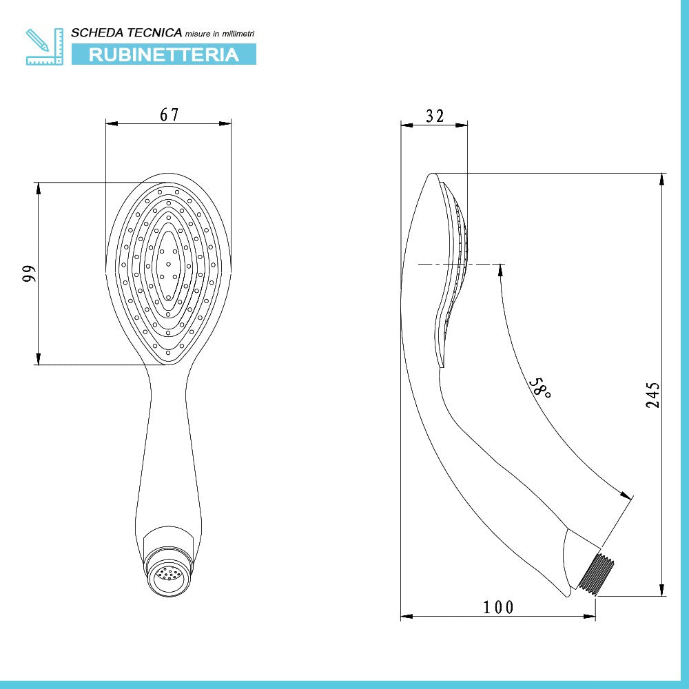 Doccetta monogetto in abs cromato anticalcare