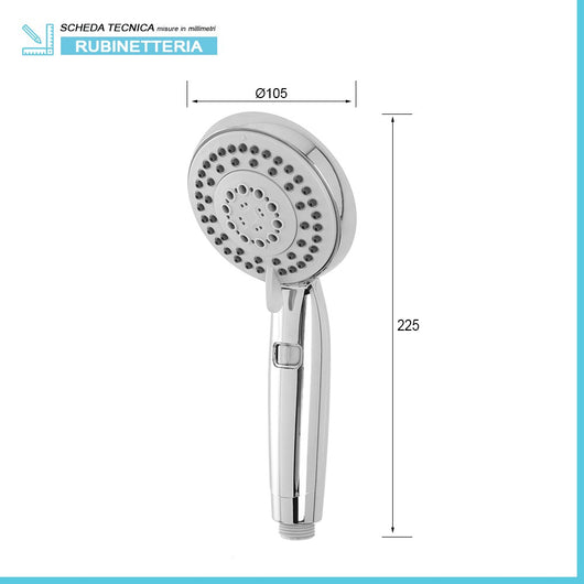 Doccetta multifunzione 5 getti cromata con funzione di Acqua Stop