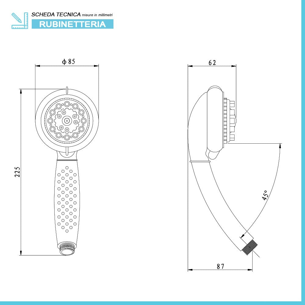Doccetta multigetto 8 funzioni in abs cromato