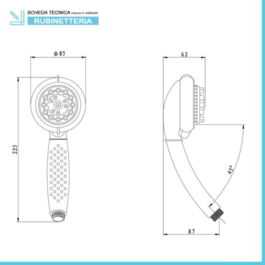 Doccetta multigetto 8 funzioni in abs cromato