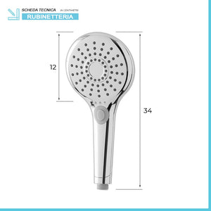 Doccetta multigetto in ABS cromato con 3 funzioni e tasto di regolazione