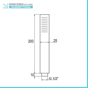 Doccetta quadrata in ottone cromato lucido monogetto anticalcare