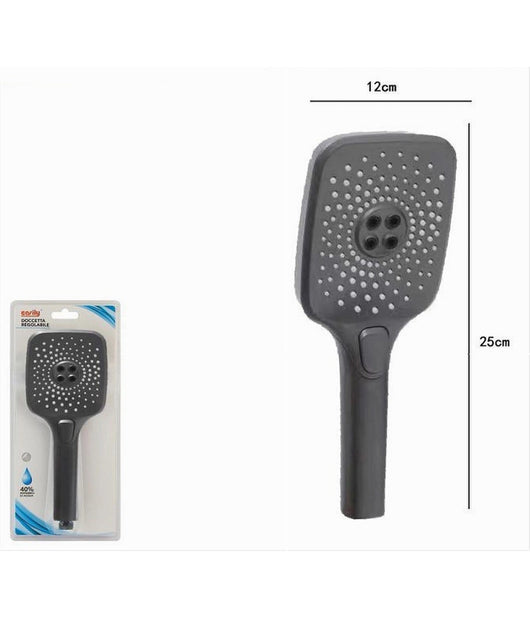 Doccetta Regolabile Con Pulsante Testa Grande Doccia Quadrata Bagno 12x25cm 87130         