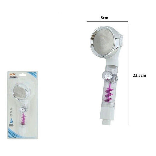 Trade Shop - Doccetta Soffione Doccia Bagno Con Pulsante Stop Multigetto Ventola A Spirale 87534         