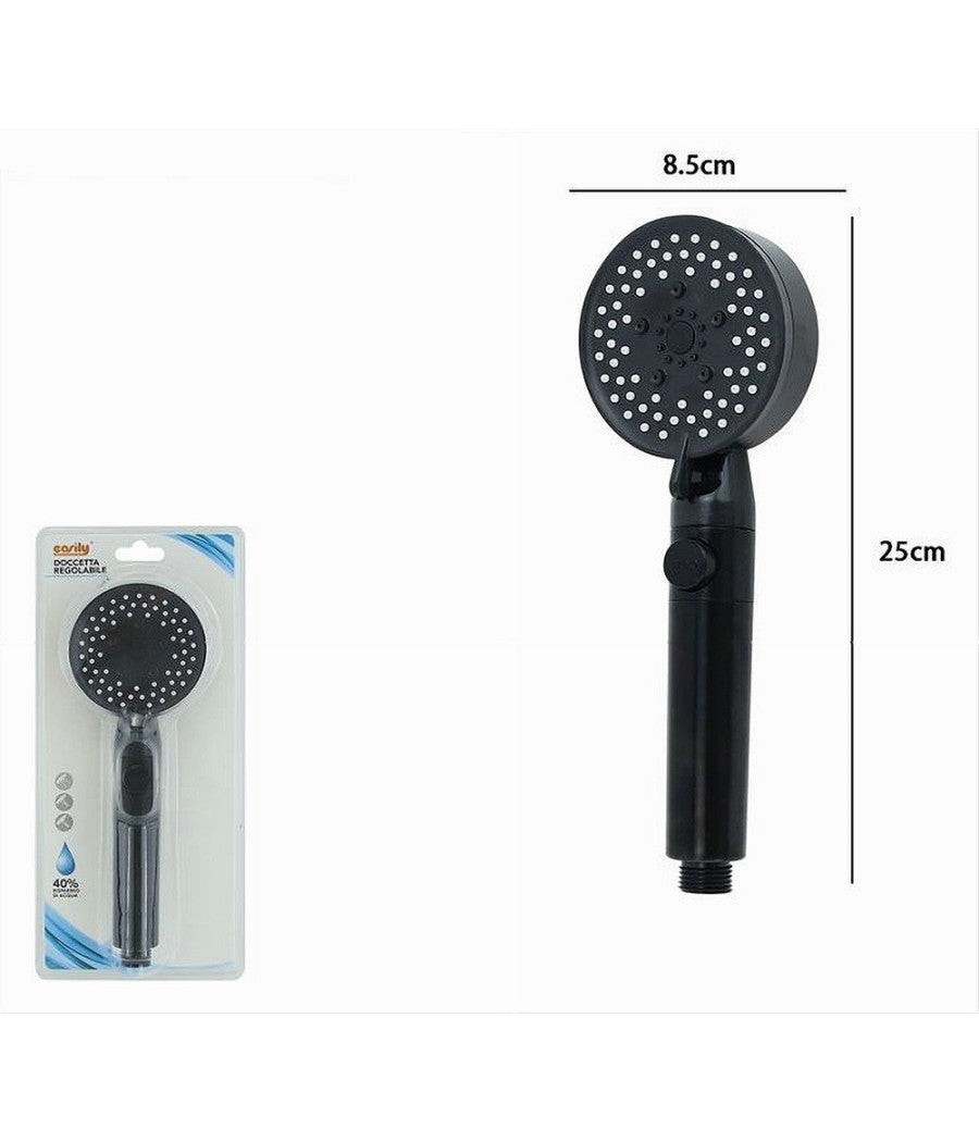 Doccetta Soffione Doccia Bagno Multigetto Cornetta Nero Moderno 8.5 X 25cm 87526         