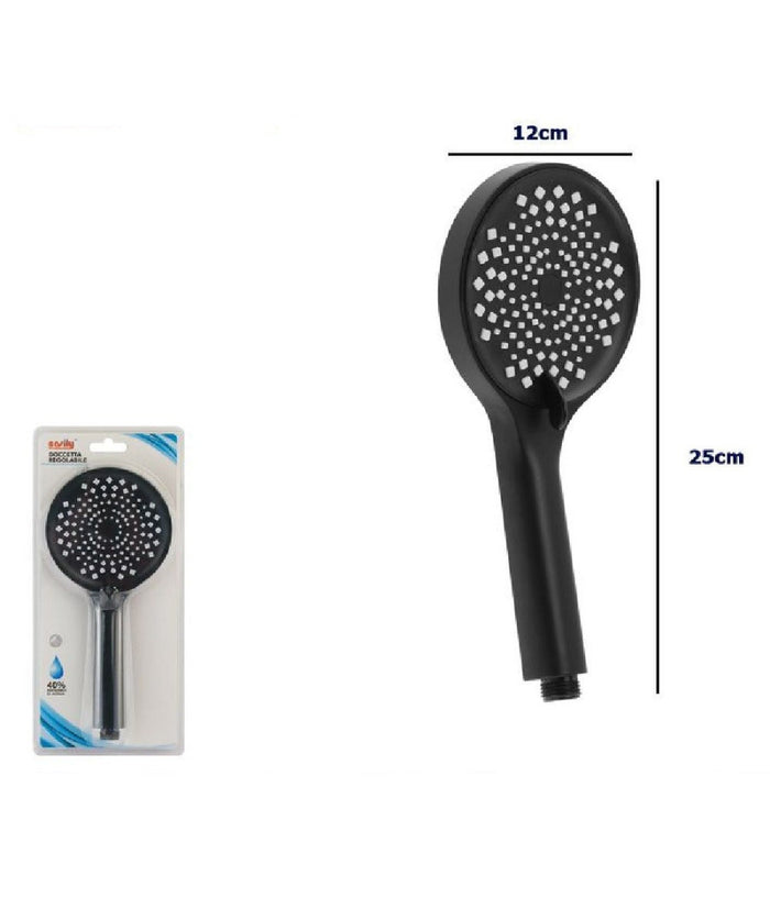 Doccetta Soffione Doccia Regolabile Moderno 25 X 12 Cm 87132 Rotondo Bagno Nera         