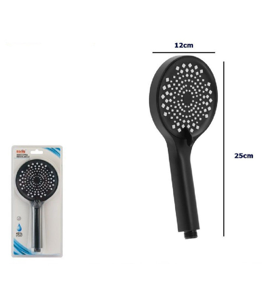 Doccetta Soffione Doccia Regolabile Moderno 25 X 12 Cm 87132 Rotondo Bagno Nera         