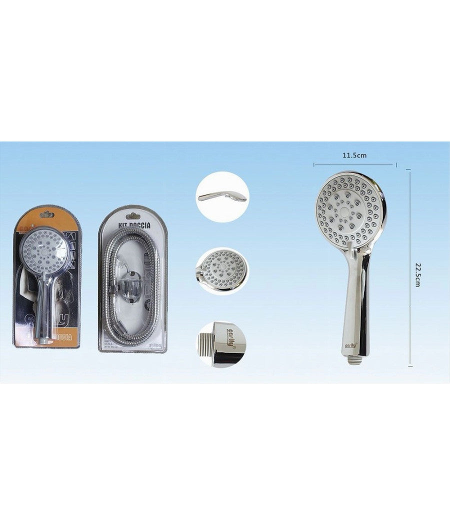 Doccetta Soffione Multigetto Telefono Doccia Bagno Tubo 1,8mt Supporto Muro 52050         